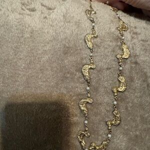 Ornate Gold Necklace with Pearl Details